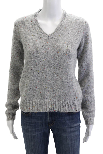 Hartford Unisex V-Neck Pullover Gray Alpaca Wool Long Sleeve Size 0