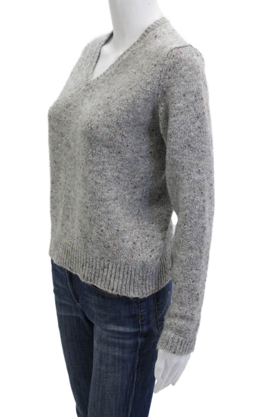 Hartford Unisex V-Neck Pullover Gray Alpaca Wool Long Sleeve Size 0