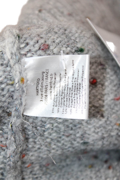 Hartford Unisex V-Neck Pullover Gray Alpaca Wool Long Sleeve Size 0