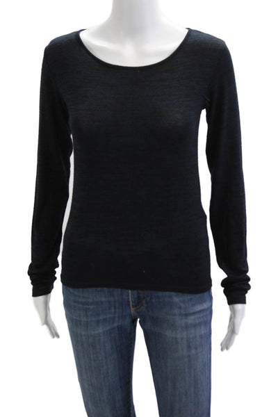 Rag & Bone Jean Women Basic Round Neck Long Sleeve Cotton T-Shirt Black Size S
