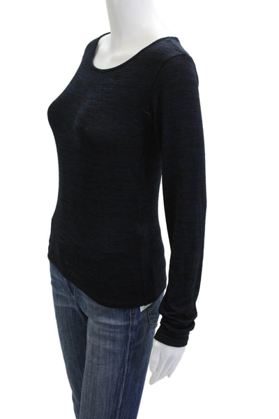 Rag & Bone Jean Women Basic Round Neck Long Sleeve Cotton T-Shirt Black Size S
