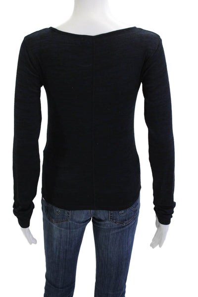 Rag & Bone Jean Women Basic Round Neck Long Sleeve Cotton T-Shirt Black Size S