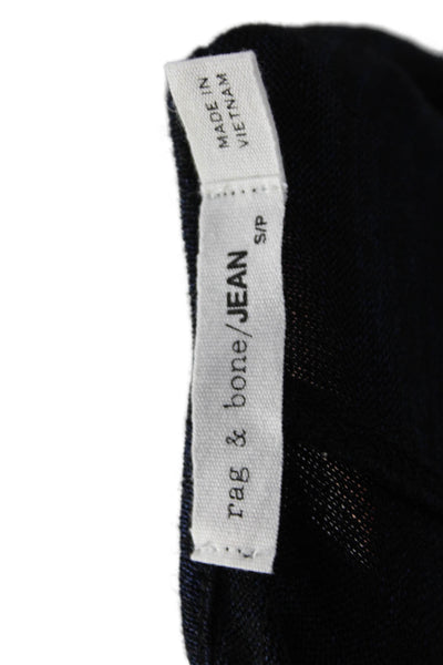 Rag & Bone Jean Women Basic Round Neck Long Sleeve Cotton T-Shirt Black Size S