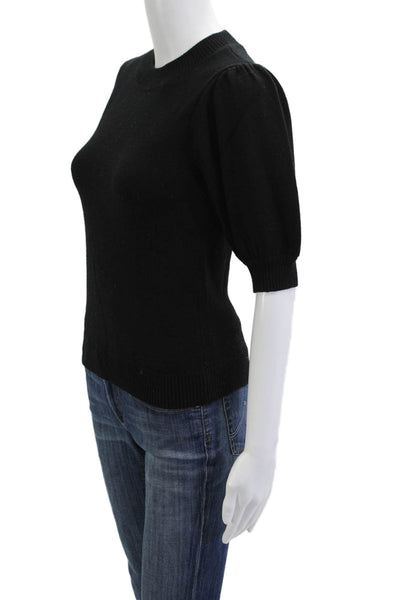 Moth Anthropologie Unisex Black Pullover Sweater Crew Neck Short Sleeve Size XS