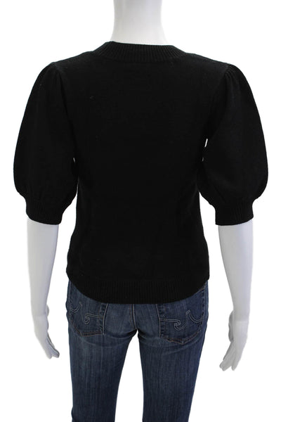 Moth Anthropologie Unisex Black Pullover Sweater Crew Neck Short Sleeve Size XS