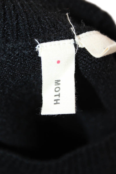 Moth Anthropologie Unisex Black Pullover Sweater Crew Neck Short Sleeve Size XS