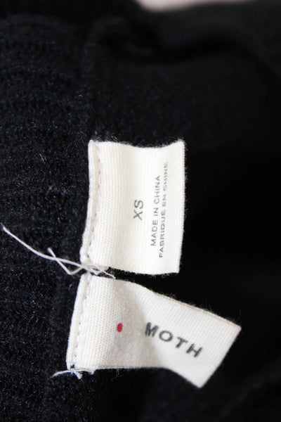 Moth Anthropologie Unisex Black Pullover Sweater Crew Neck Short Sleeve Size XS