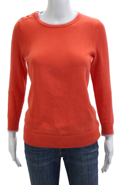 Moth Anthropologie Unisex Orange Cotton Pullover Sweater Button Crew Size S