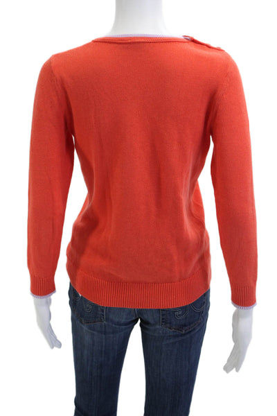 Moth Anthropologie Unisex Orange Cotton Pullover Sweater Button Crew Size S