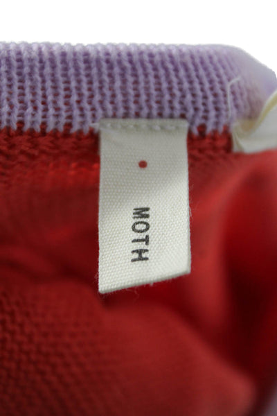 Moth Anthropologie Unisex Orange Cotton Pullover Sweater Button Crew Size S