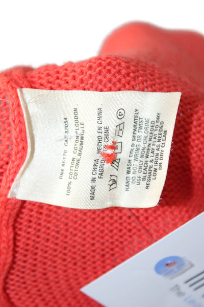 Moth Anthropologie Unisex Orange Cotton Pullover Sweater Button Crew Size S
