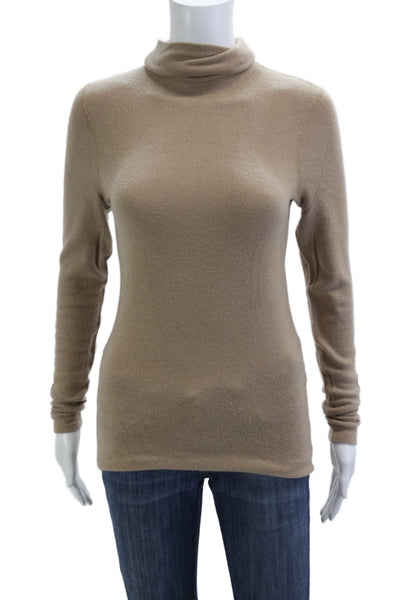 Three Dots Unisex Pullover Sweater Mock Neck Longsleeve Beige Tencel Spandex Siz