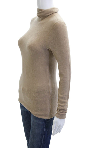 Three Dots Unisex Pullover Sweater Mock Neck Longsleeve Beige Tencel Spandex Siz