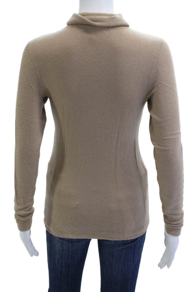 Three Dots Unisex Pullover Sweater Mock Neck Longsleeve Beige Tencel Spandex Siz