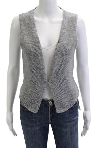 Rumored Women Gray V-Neck Sleeveless Acrylic Solid Vest Size S