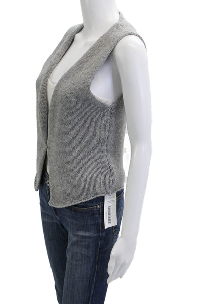 Rumored Women Gray V-Neck Sleeveless Acrylic Solid Vest Size S