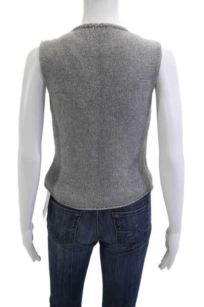 Rumored Women Gray V-Neck Sleeveless Acrylic Solid Vest Size S