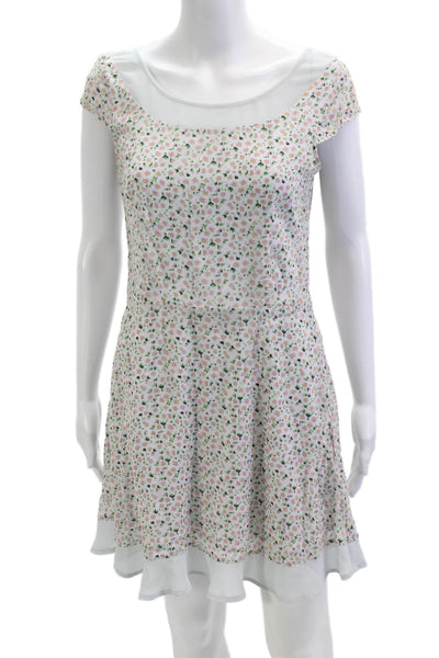 French Connection Women Fit & Flare Sundress White Floral Short Sleeve Size 4