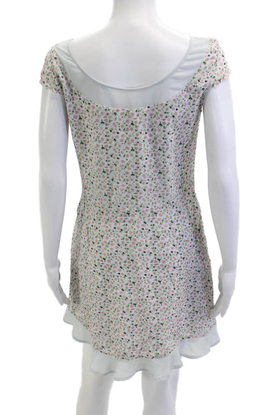 French Connection Women Fit & Flare Sundress White Floral Short Sleeve Size 4