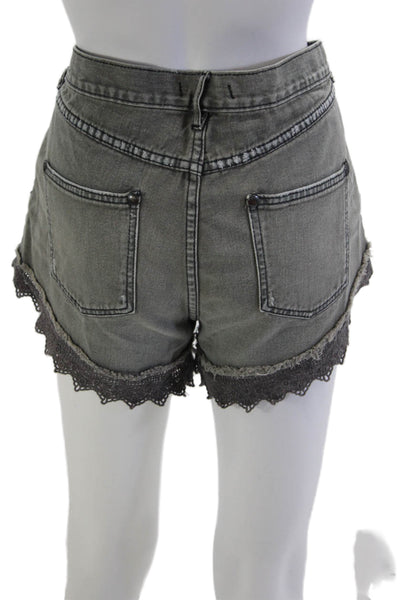 Free People Unisex Bohemian Gray Cotton Button Shorts Size 28