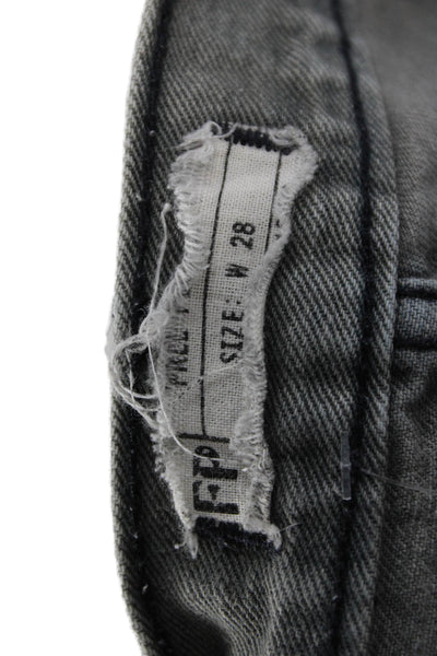 Free People Unisex Bohemian Gray Cotton Button Shorts Size 28