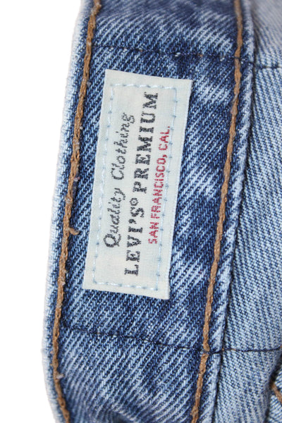Levis Unisex Cropped Straight Jeans Blue Mid Rise Button Size 29
