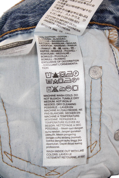 Levis Unisex Cropped Straight Jeans Blue Mid Rise Button Size 29