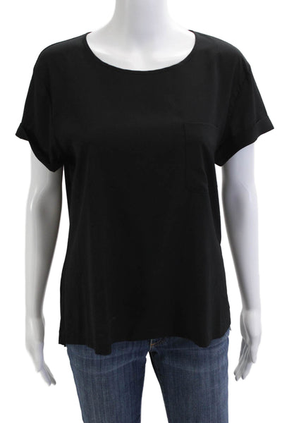 French Connection Women Basic Black Short Sleeve T Shirt Size L