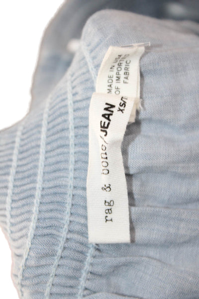 Rag & Bone Jean Womens Light Blue Bohemian 3/4 Sleeve Blouse Size XS