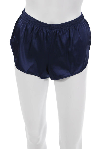 Ekouaer Womens Satin Spaghetti Strap Pajama Set Dark Blue Size XS
