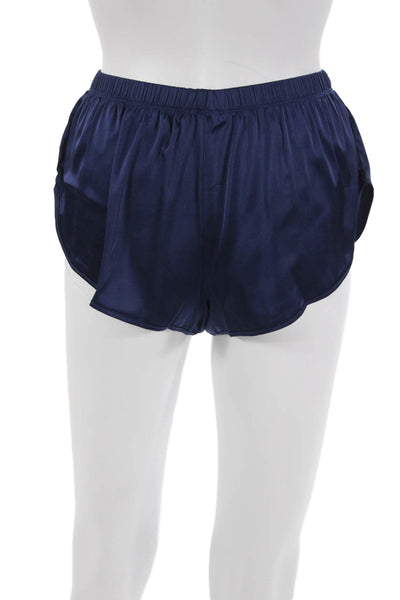 Ekouaer Womens Satin Spaghetti Strap Pajama Set Dark Blue Size XS