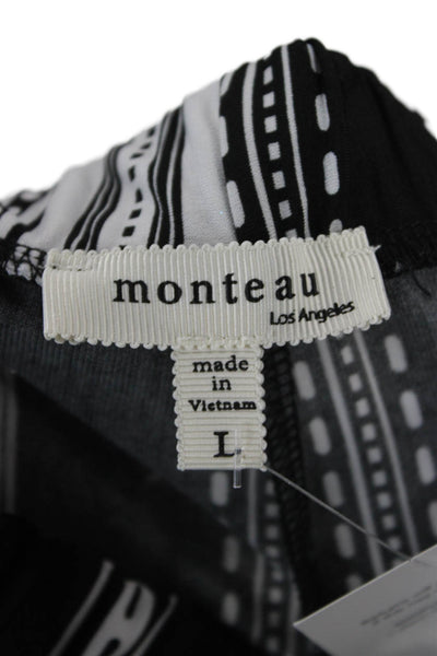 Monteau Women Black Striped Bohemian Pants Size L