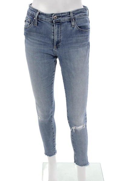 AG Adriano Goldschmied Womens Light Blue Skinny Ankle Cropped Jeans Size 27
