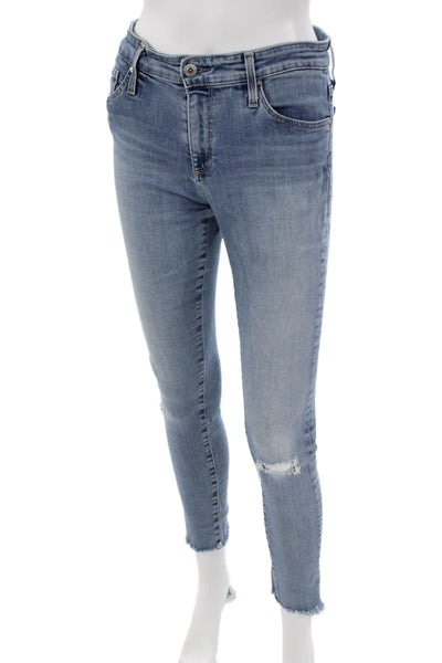 AG Adriano Goldschmied Womens Light Blue Skinny Ankle Cropped Jeans Size 27