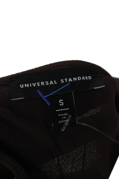 Universal Standard Womens Brown Long Sleeve Button Solid Blouse Size S