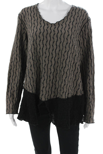 Noblu Womens Bohemian V Neck Tunic Top Beige Long Sleeve Cotton Spandex Size S