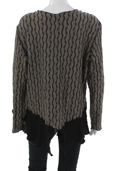 Noblu Womens Bohemian V Neck Tunic Top Beige Long Sleeve Cotton Spandex Size S