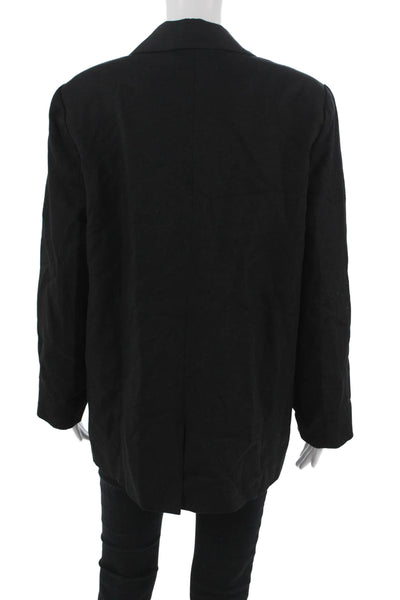 Lioness Unisex Black Collared Linen Blend Blazer Long Sleeve Size S