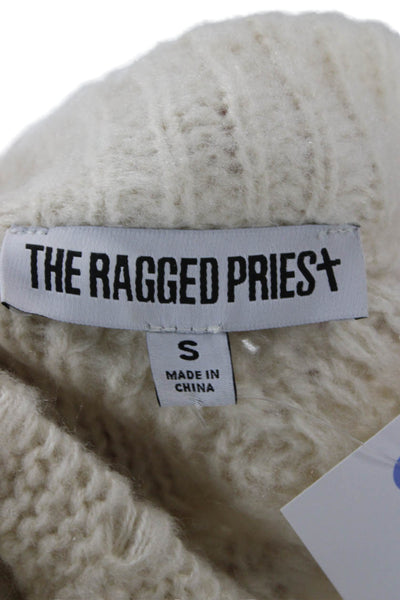 The Ragged Priest Unisex Pullover V-Neck Beige Acrylic 90s Long Sleeve Size S