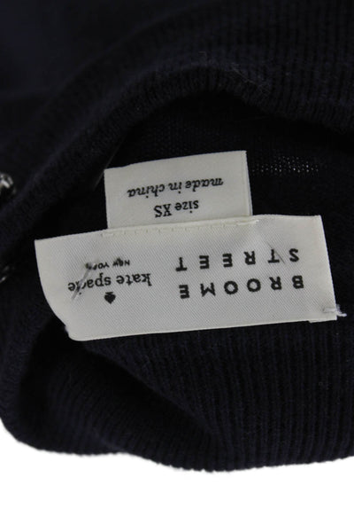 Broome Street Unisex Pullover Sweater Dark Blue Mock Neck Stars Size XS