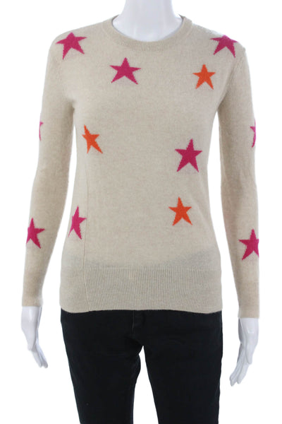 philosophy Unisex Pullover Sweater 100% Cashmere Beige Crew Neck Stars Size XS
