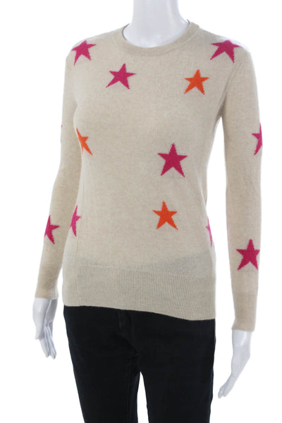 philosophy Unisex Pullover Sweater 100% Cashmere Beige Crew Neck Stars Size XS