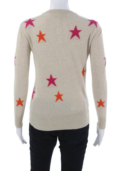 philosophy Unisex Pullover Sweater 100% Cashmere Beige Crew Neck Stars Size XS