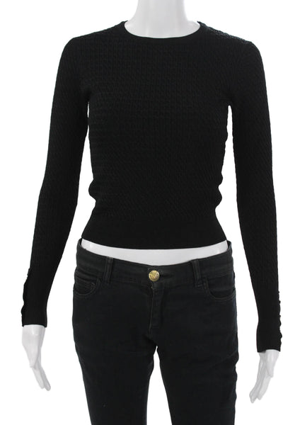 Zara Unisex Black Pullover Sweater Crew Neck Long Sleeve Viscose Nylon Size S