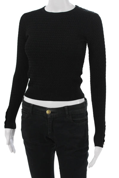 Zara Unisex Black Pullover Sweater Crew Neck Long Sleeve Viscose Nylon Size S