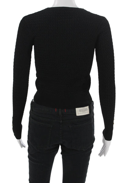 Zara Unisex Black Pullover Sweater Crew Neck Long Sleeve Viscose Nylon Size S