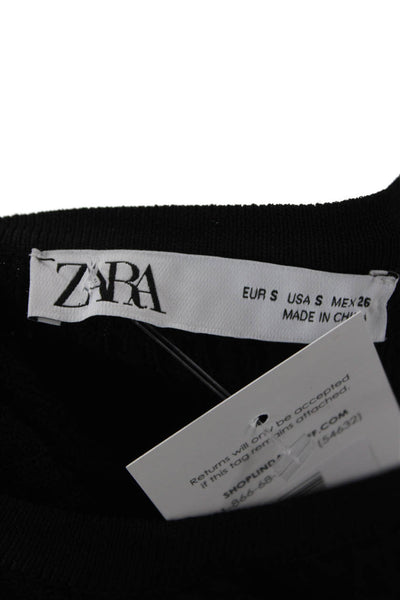 Zara Unisex Black Pullover Sweater Crew Neck Long Sleeve Viscose Nylon Size S