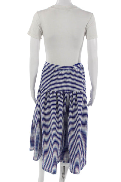 ASTR Womens Peasant Check Midi Skirt Blue Size S