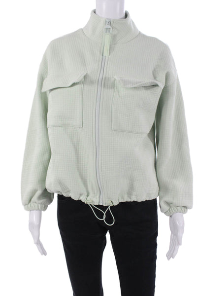 Madewell Women Quilted Bomber Jacket Army Green Drawstring High Neck Size XS