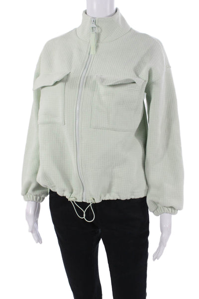Madewell Women Quilted Bomber Jacket Army Green Drawstring High Neck Size XS